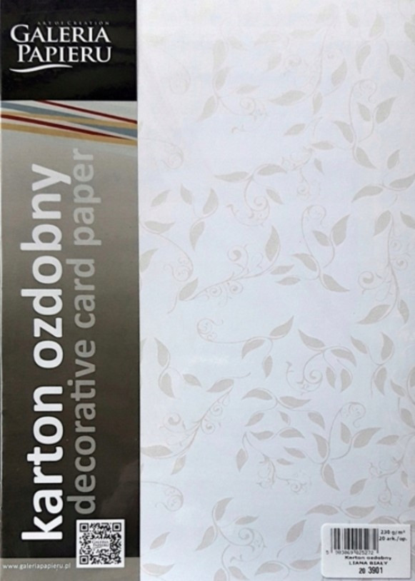 Karton ozdobny A4 20 akrusze Liana biały Argo 230g